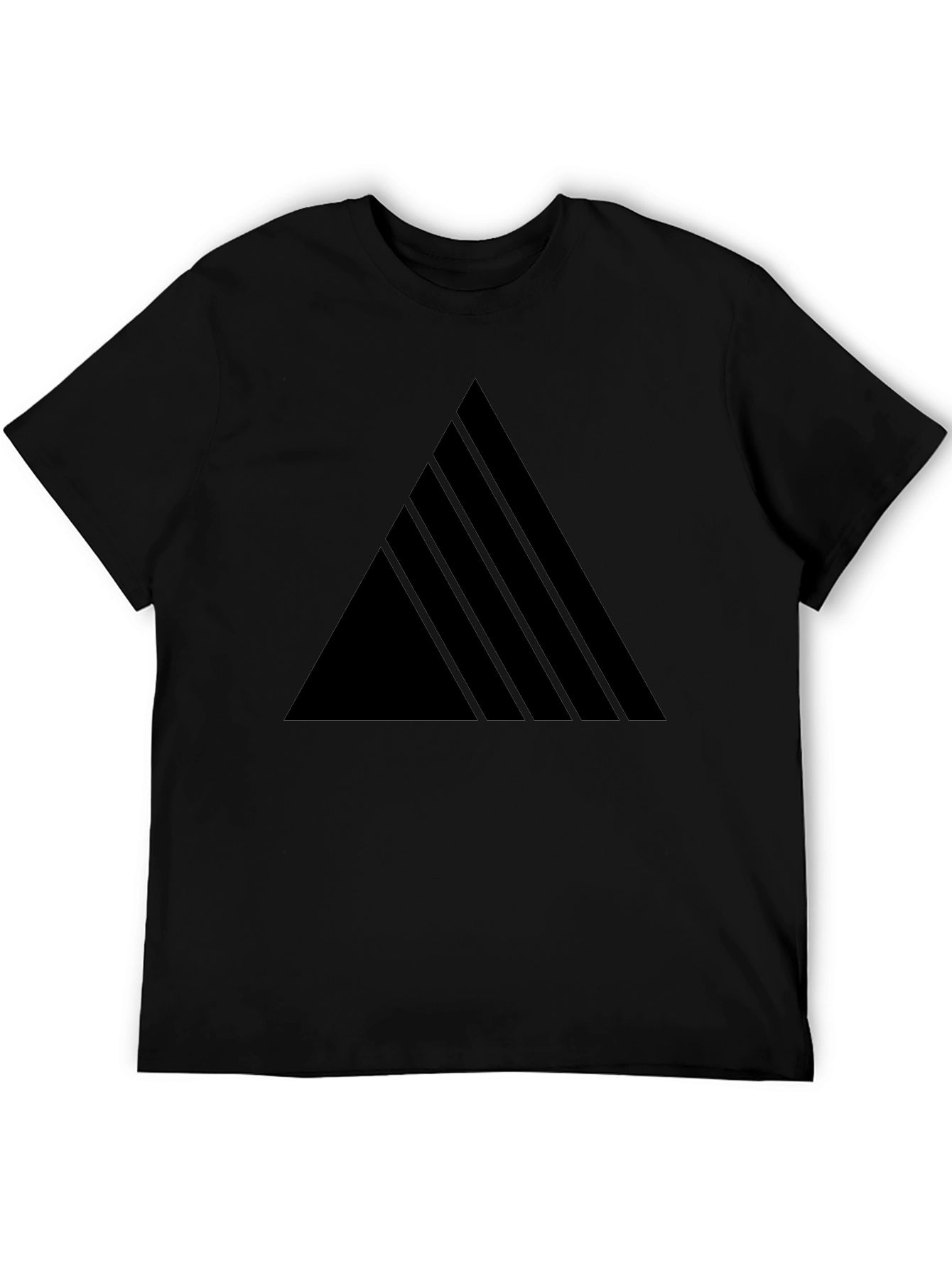 Modern Geometric Triangle Mens Black T-Shirt