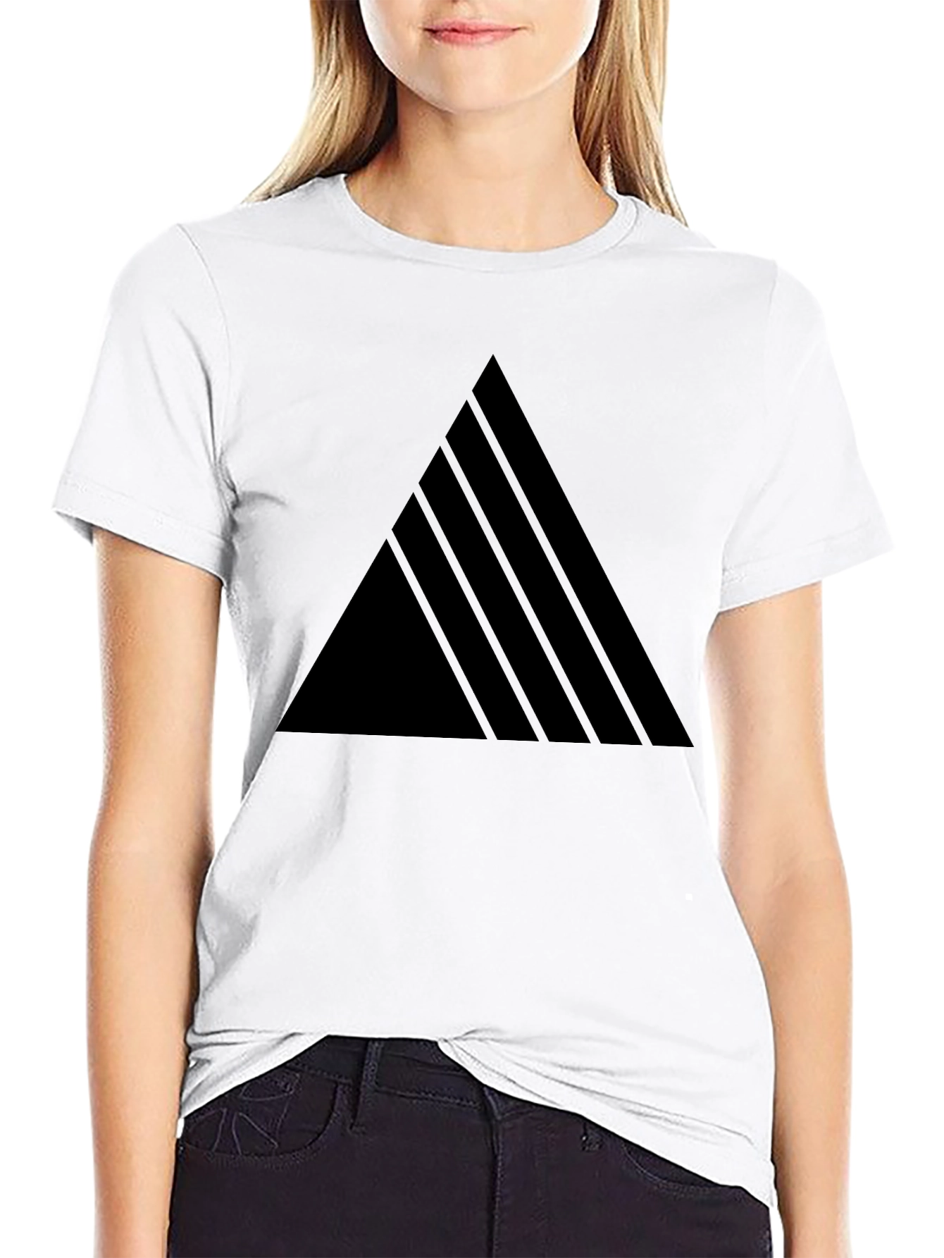 Modern Geometric Triangle Mens Black T-Shirt