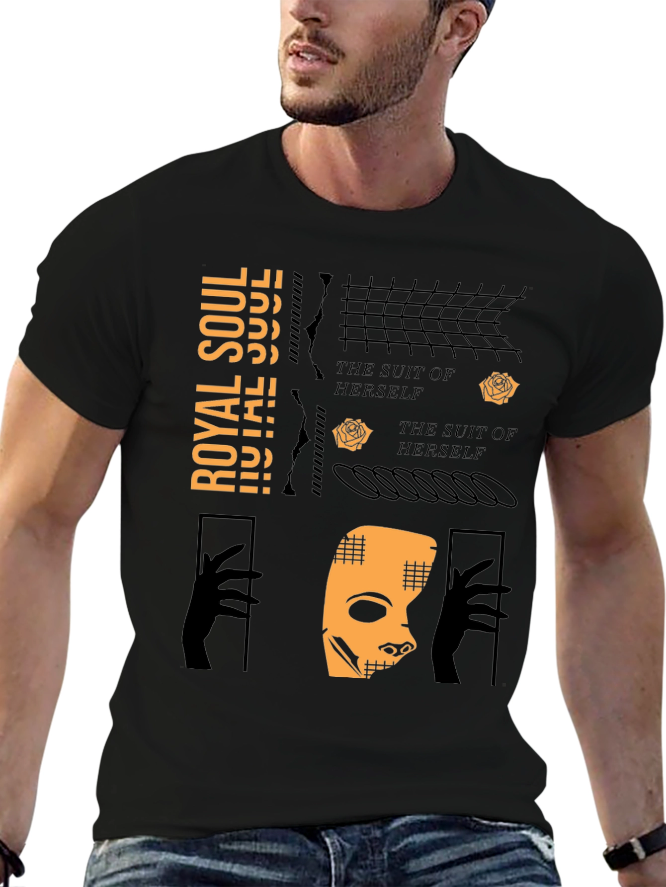 Royal Soul Graphic Print Black T-Shirt