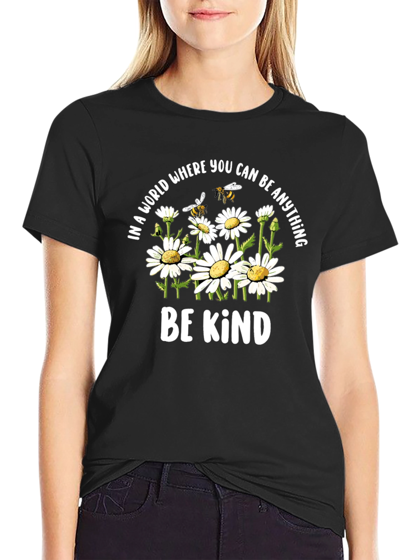 Be Kind Daisy Bee Graphic Tee - Trendy Cotton T-Shirt