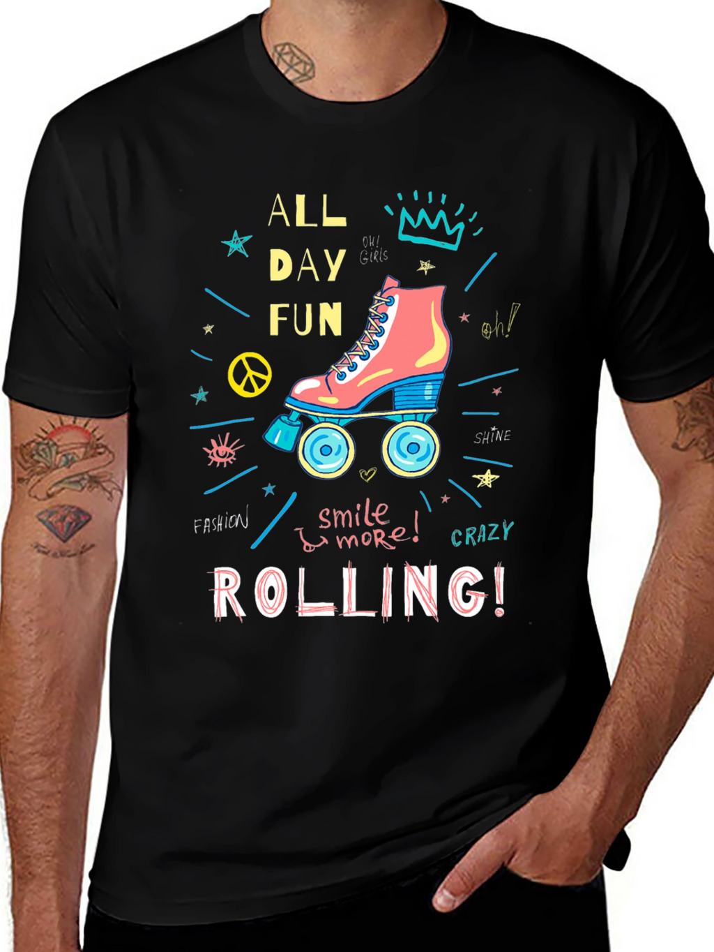 All Day Fun Roller Skate Graphic T-Shirt
