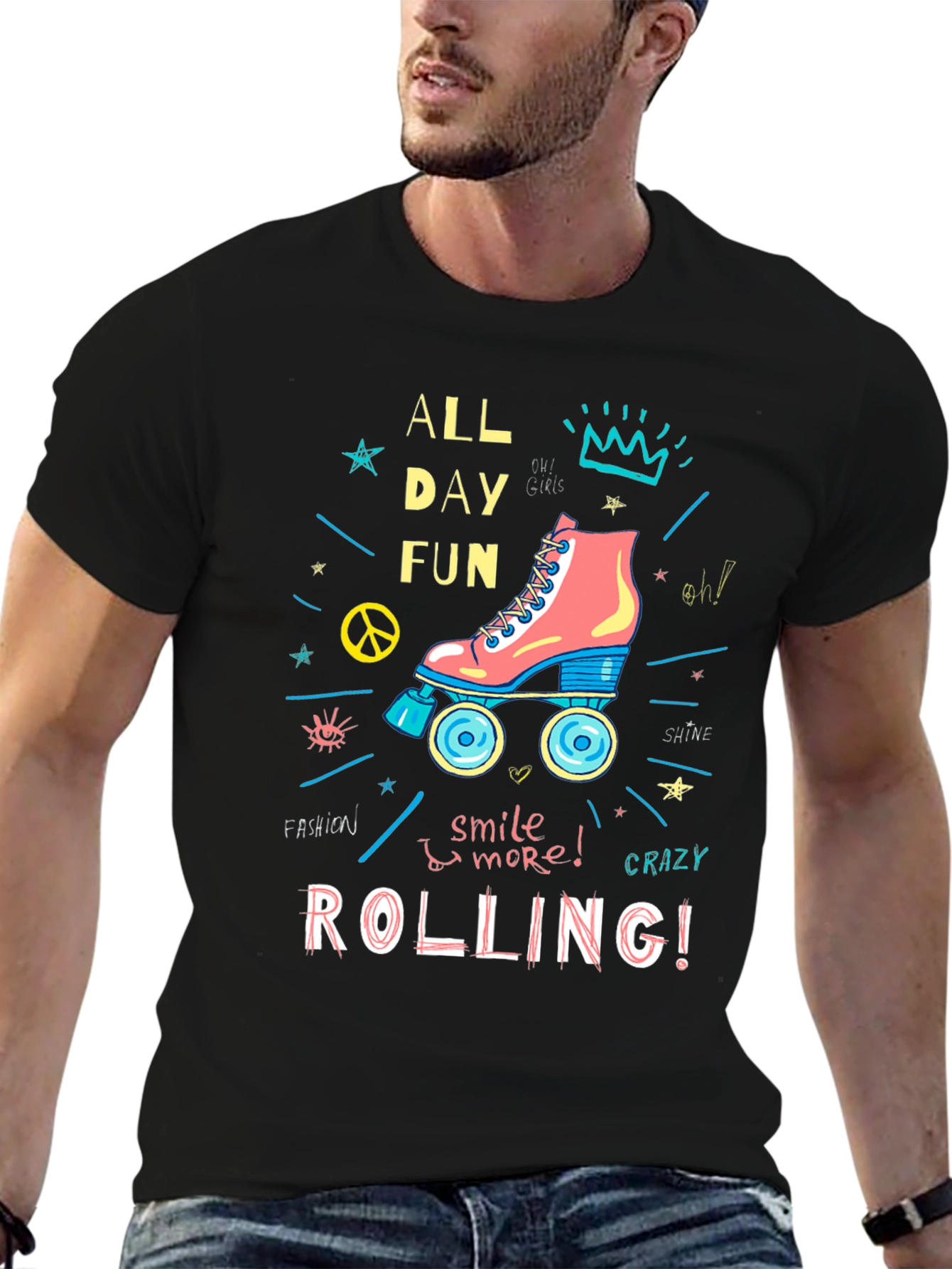 All Day Fun Roller Skate Graphic T-Shirt
