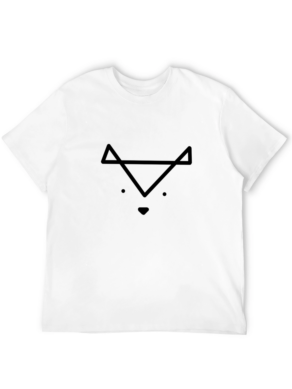 Minimalist Geometric Fox Graphic Black T-Shirt