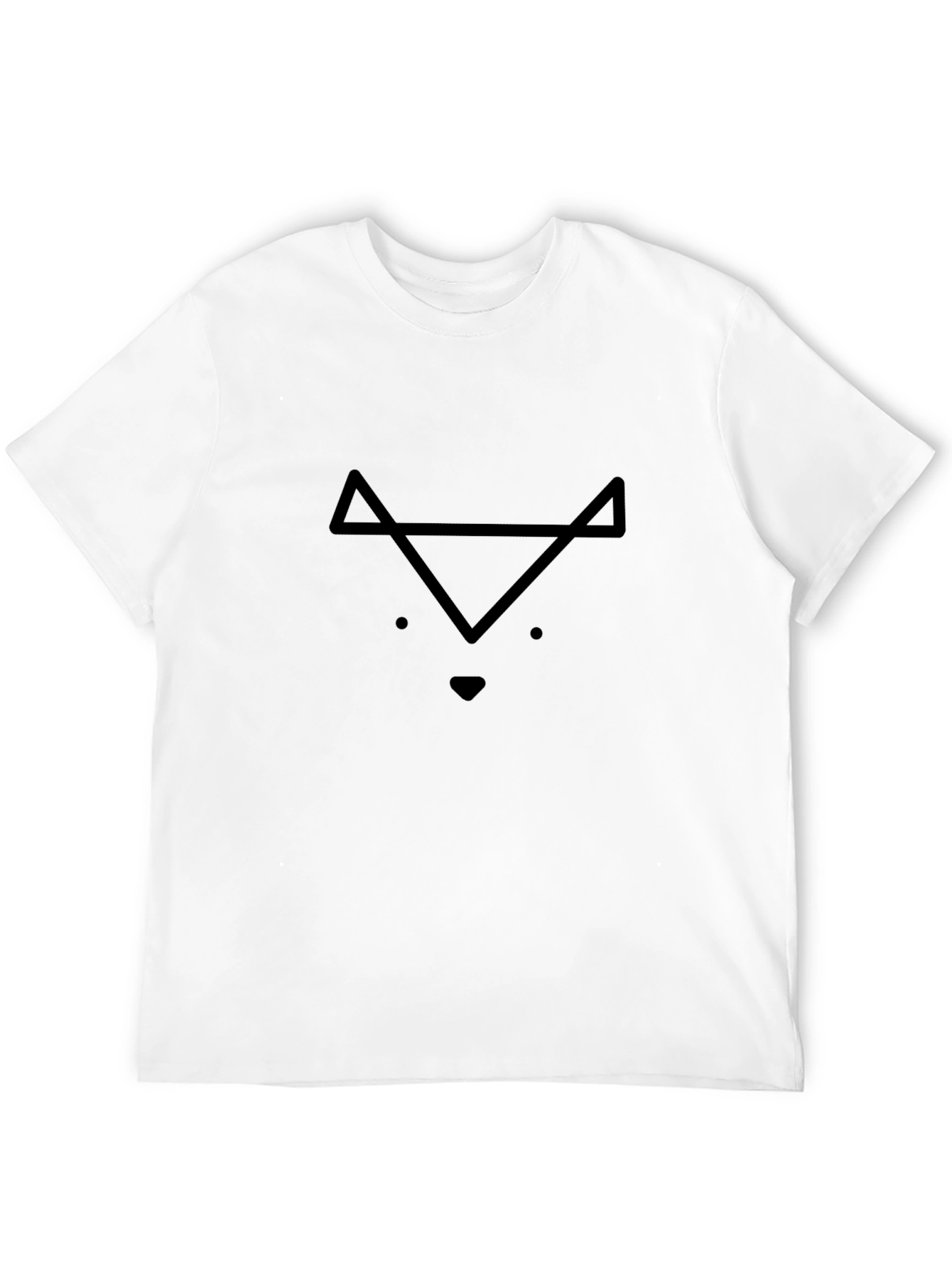 Minimalist Geometric Fox Graphic Black T-Shirt