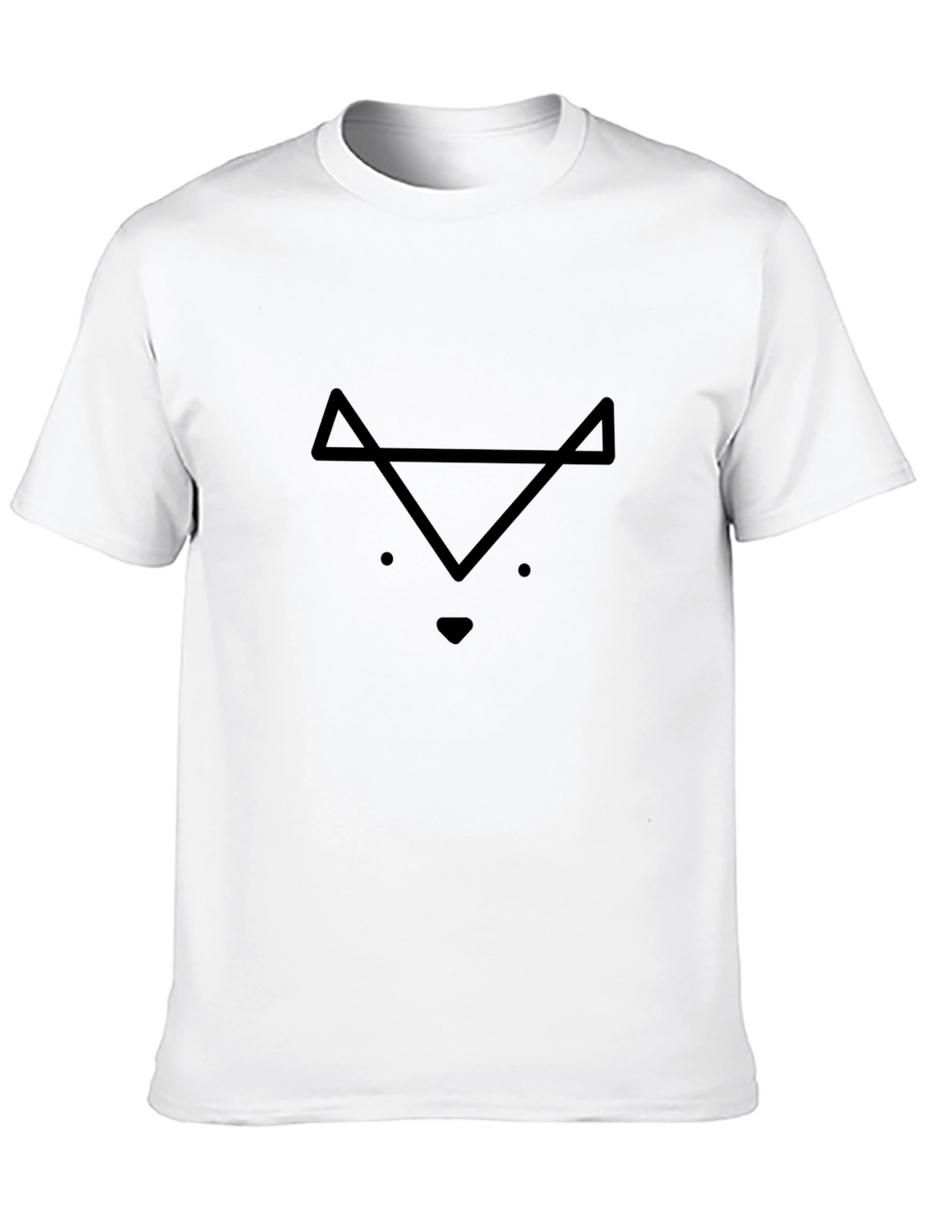 Minimalist Geometric Fox Graphic Black T-Shirt