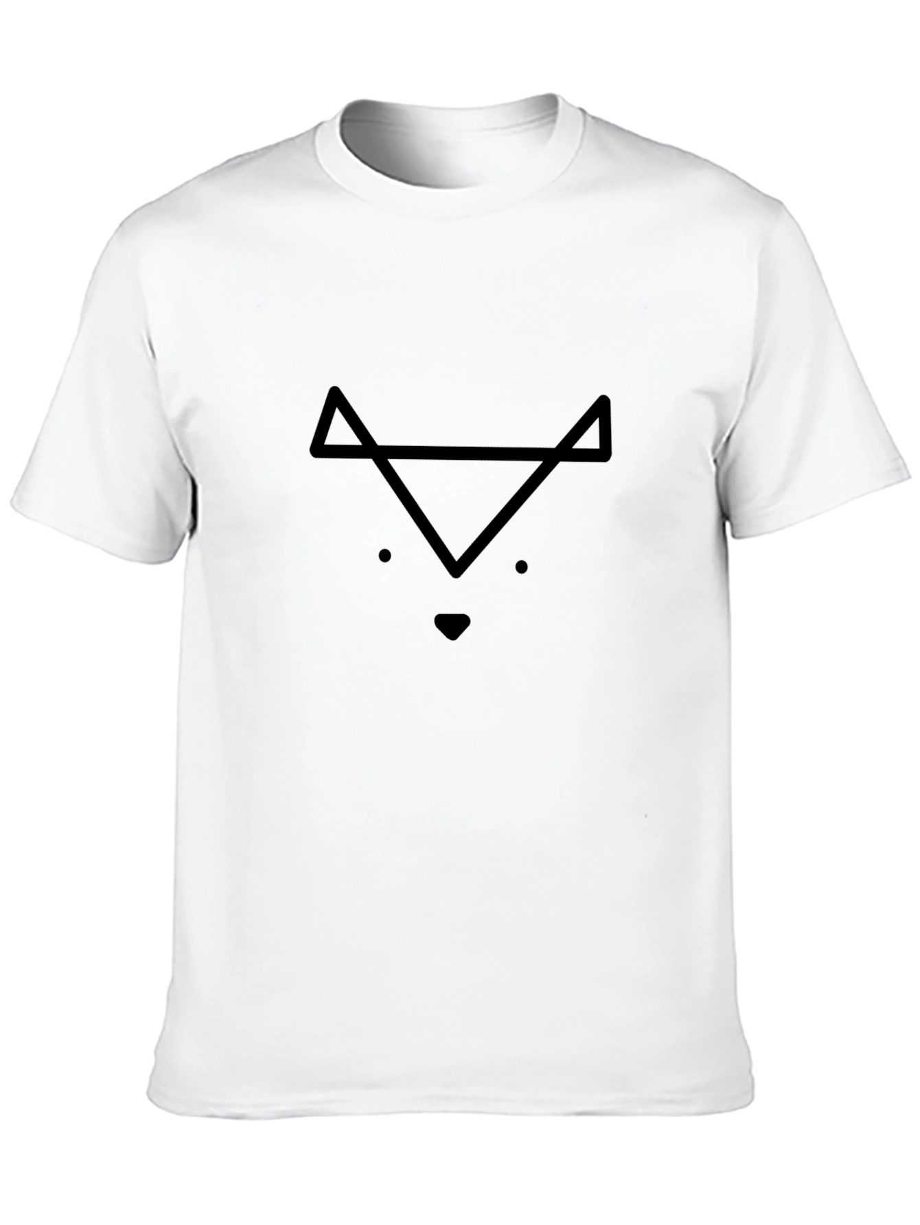 Minimalist Geometric Fox Graphic Black T-Shirt