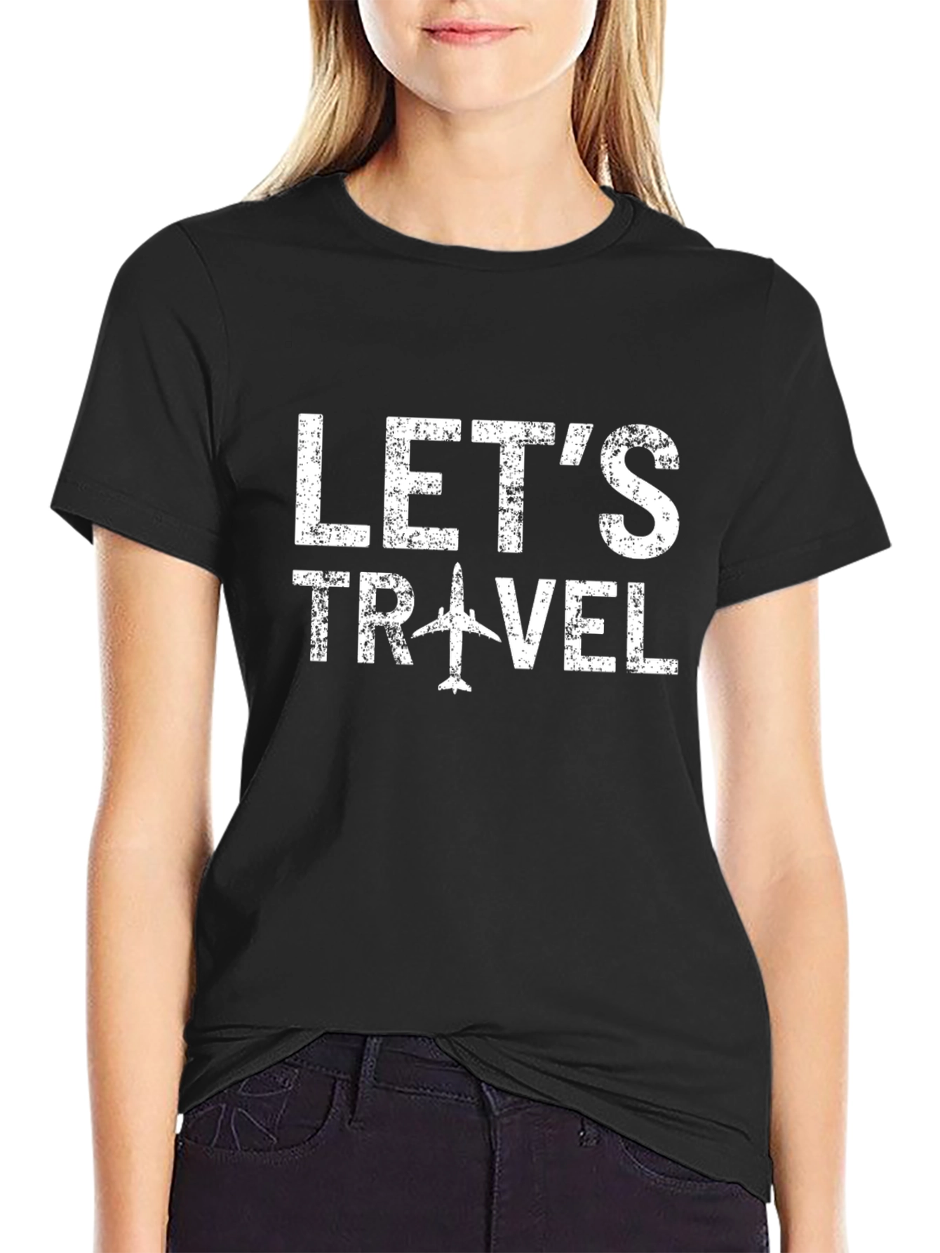 Lets Travel Airplane Graphic T-Shirt