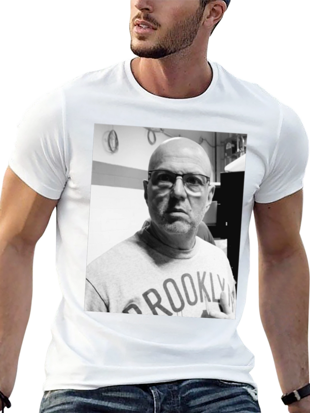 Mans T-Shirt with Black & White Portrait