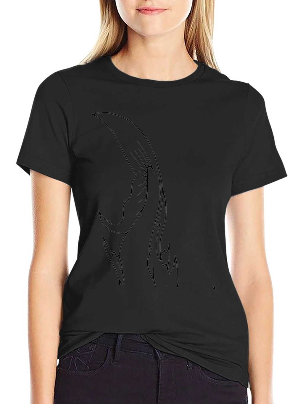 Mens Black Graphic Tee - Abstract Wing Design