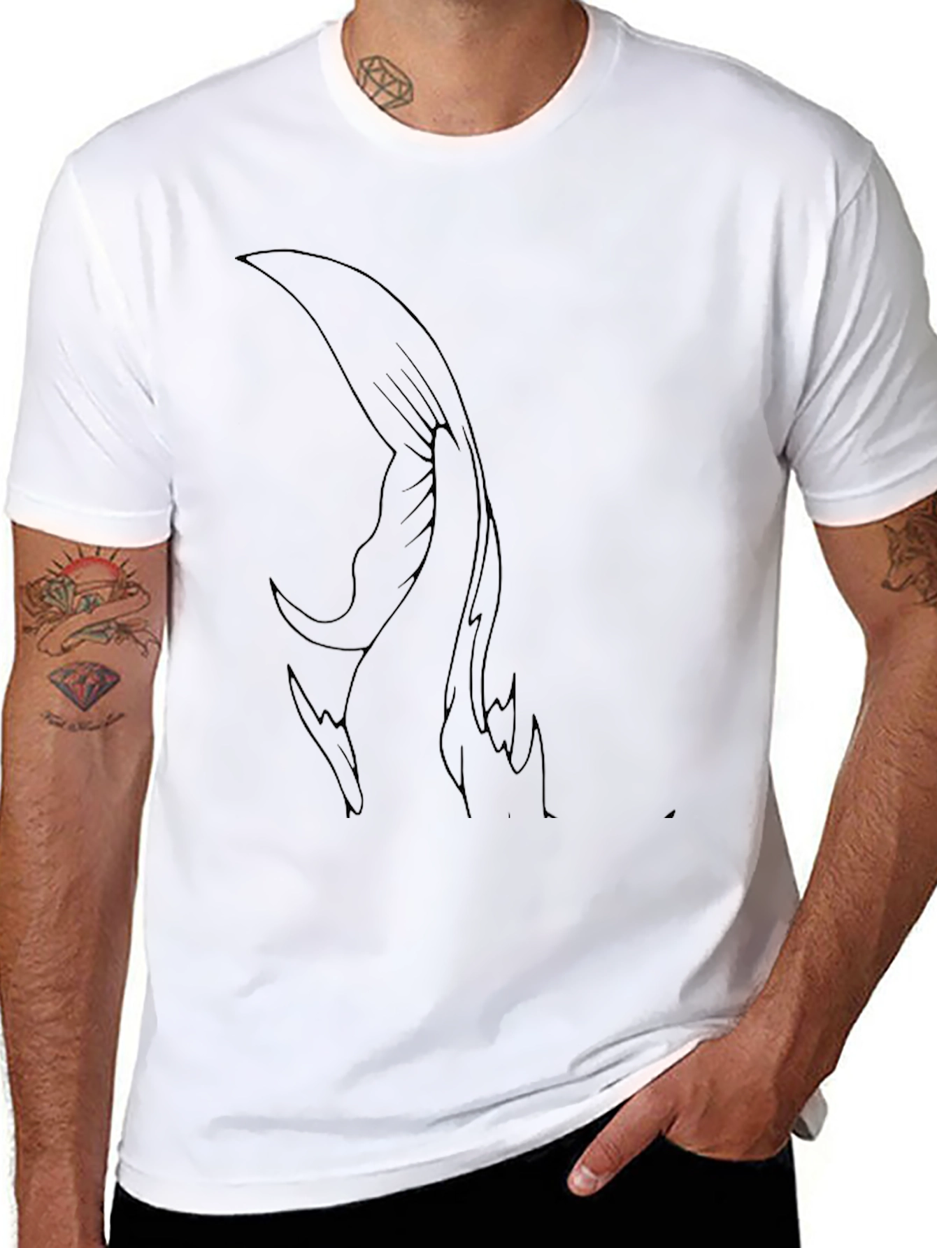 Mens Black Graphic Tee - Abstract Wing Design