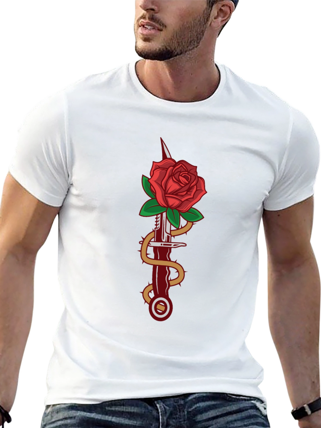 Rose & Dagger Graphic Tee - Stylish Black T-Shirt