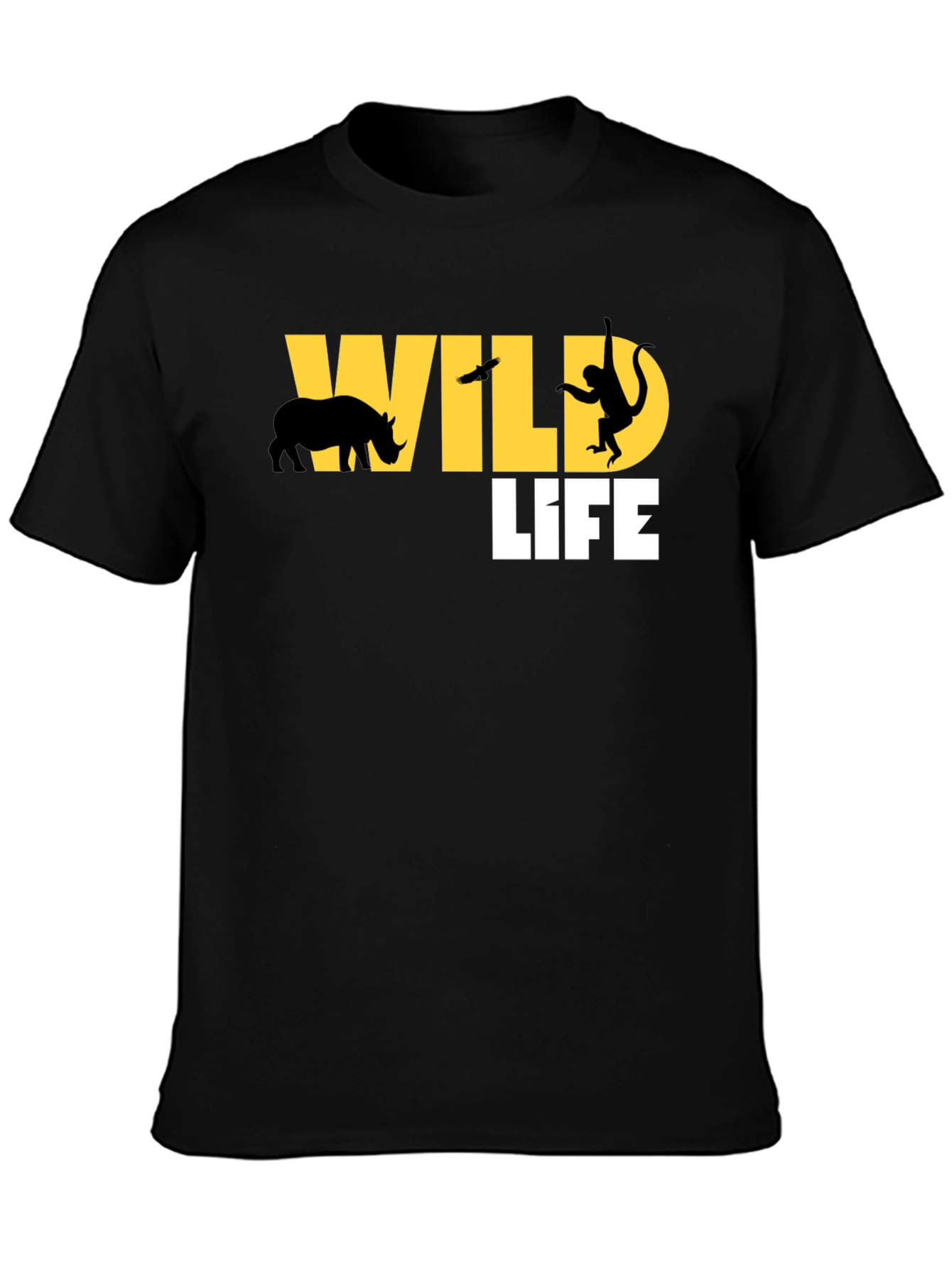 Wildlife Graphic Tee - Black Cotton T-Shirt