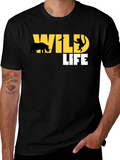 Wildlife Graphic Tee - Black Cotton T-Shirt