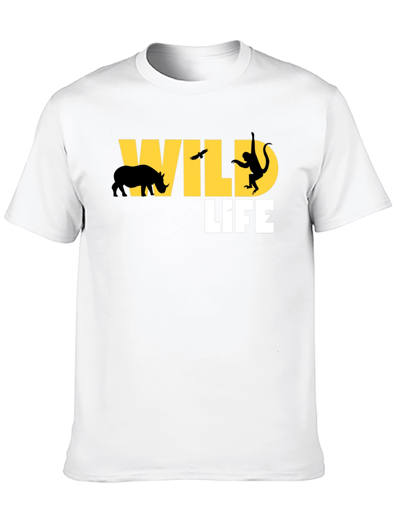 Wildlife Graphic Tee - Black Cotton T-Shirt