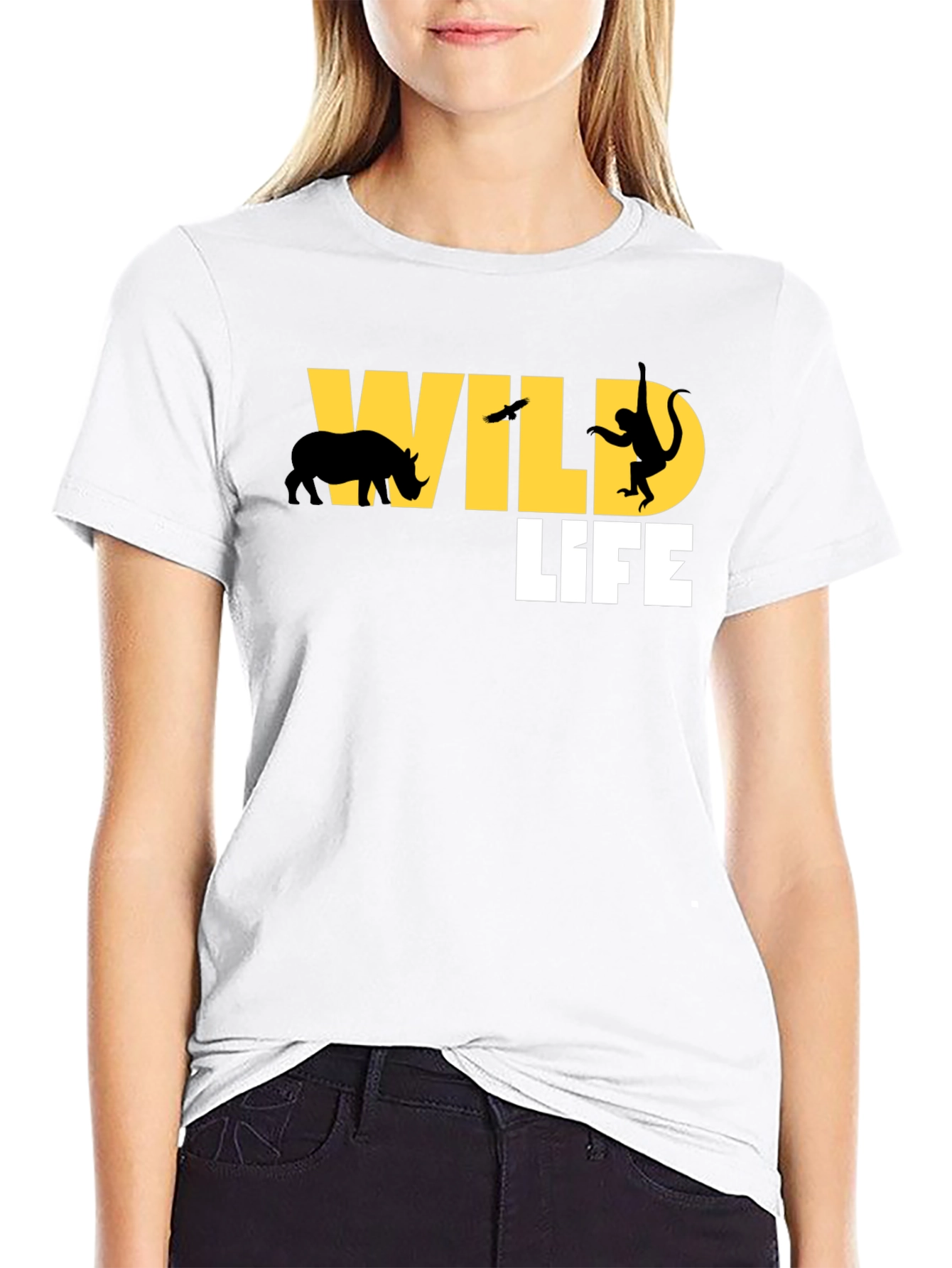 Wildlife Graphic Tee - Black Cotton T-Shirt