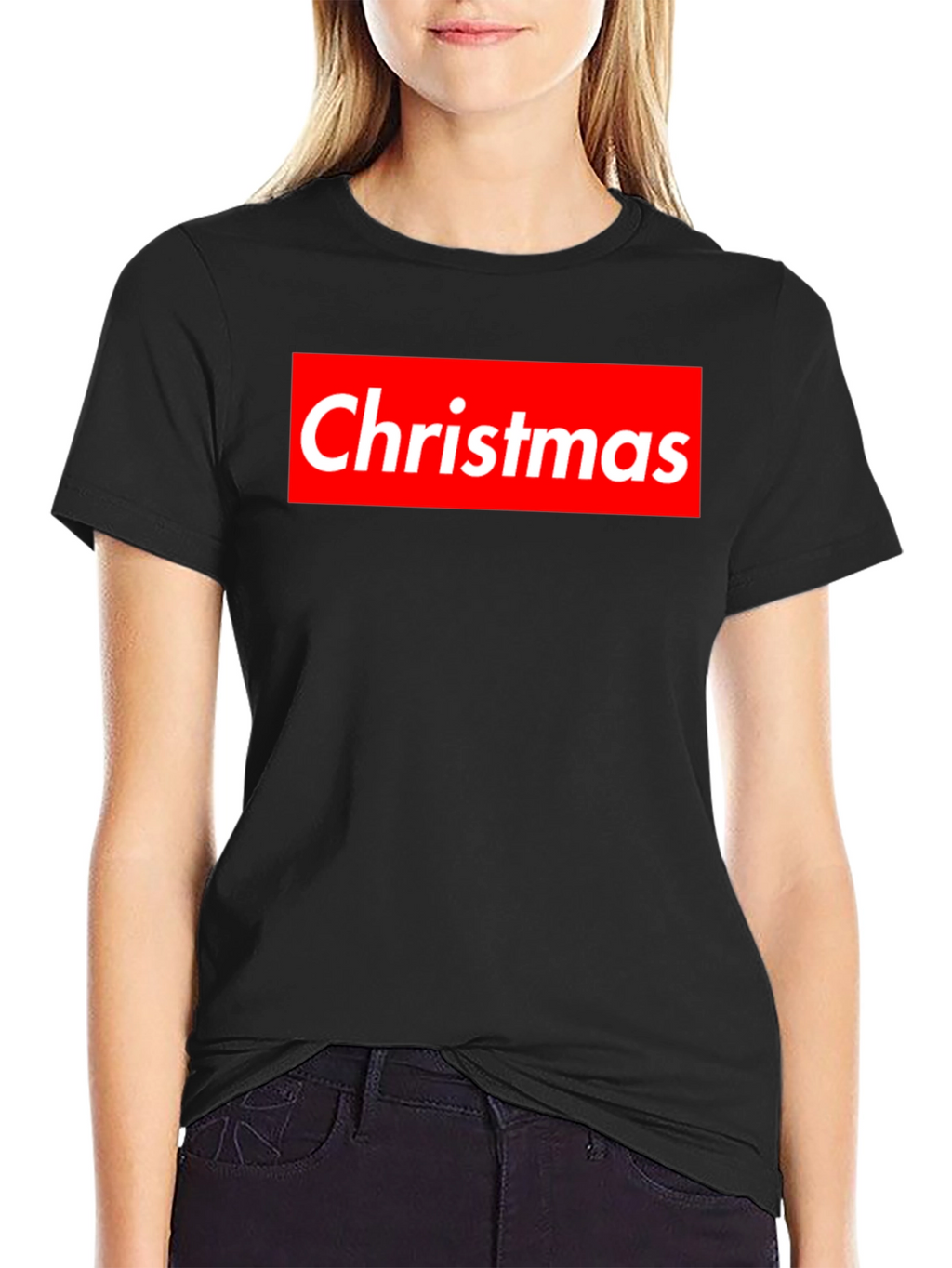 Christmas Red Box Logo Black T-Shirt