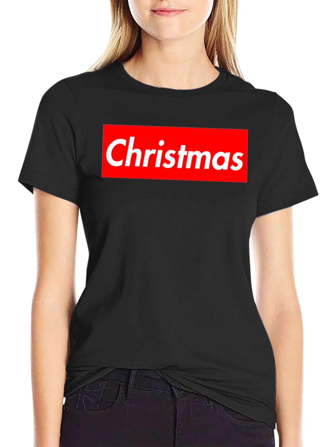 Christmas Red Box Logo Black T-Shirt