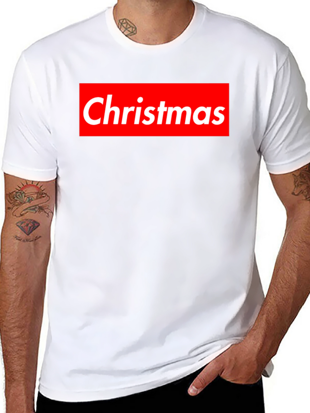 Christmas Red Box Logo Black T-Shirt