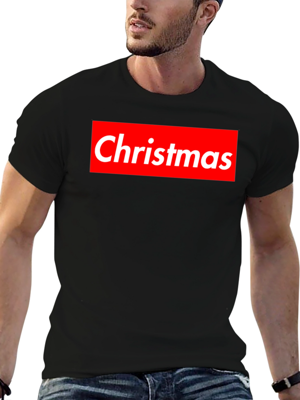 Christmas Red Box Logo Black T-Shirt