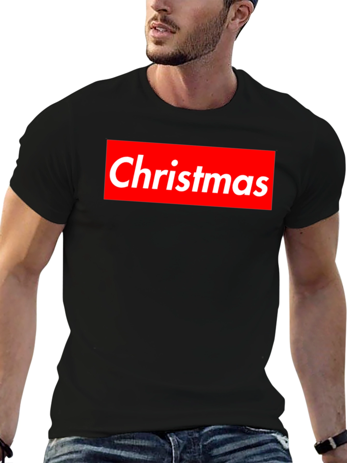 Christmas Red Box Logo Black T-Shirt