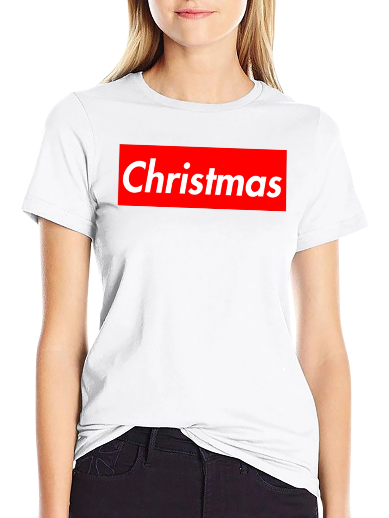 Christmas Red Box Logo Black T-Shirt