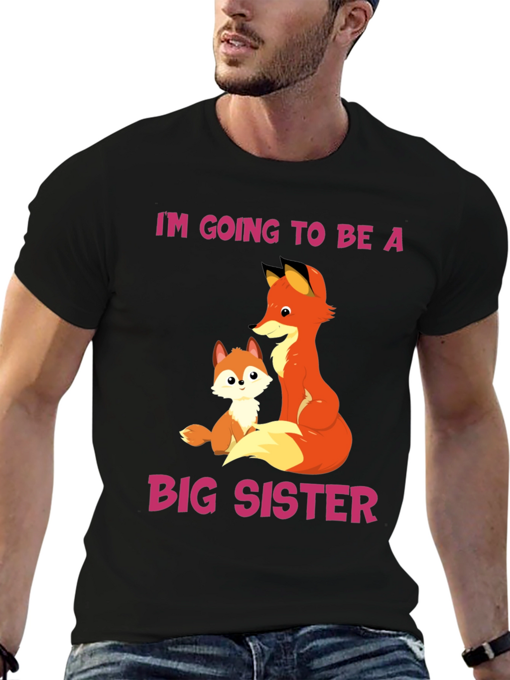 Big Sister Announcement T-Shirt with Fox Design
