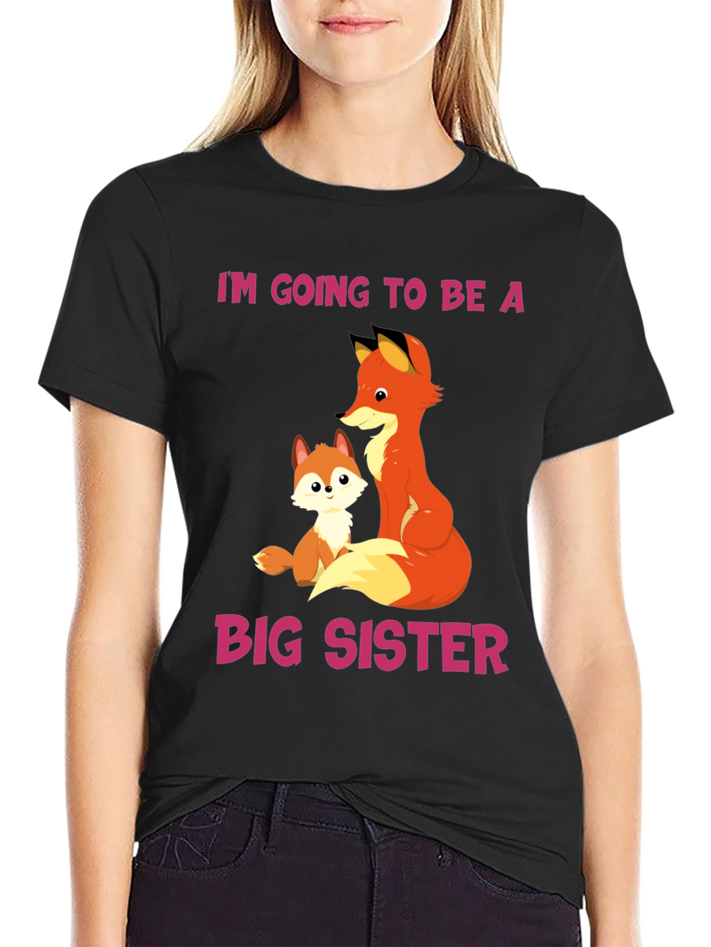 Big Sister Announcement T-Shirt with Fox Design