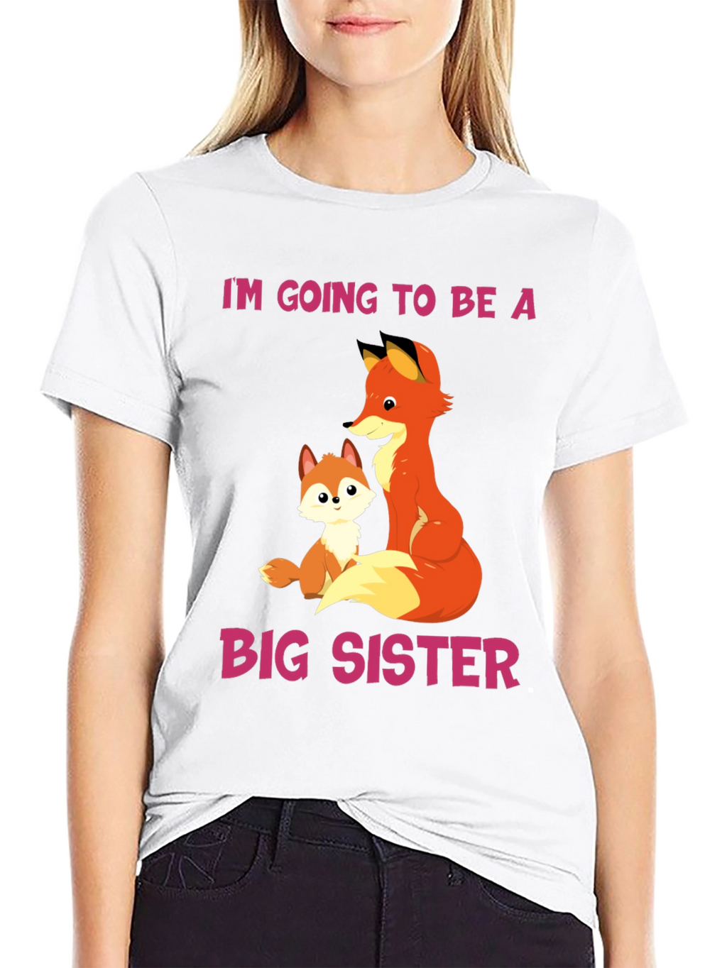 Big Sister Announcement T-Shirt with Fox Design