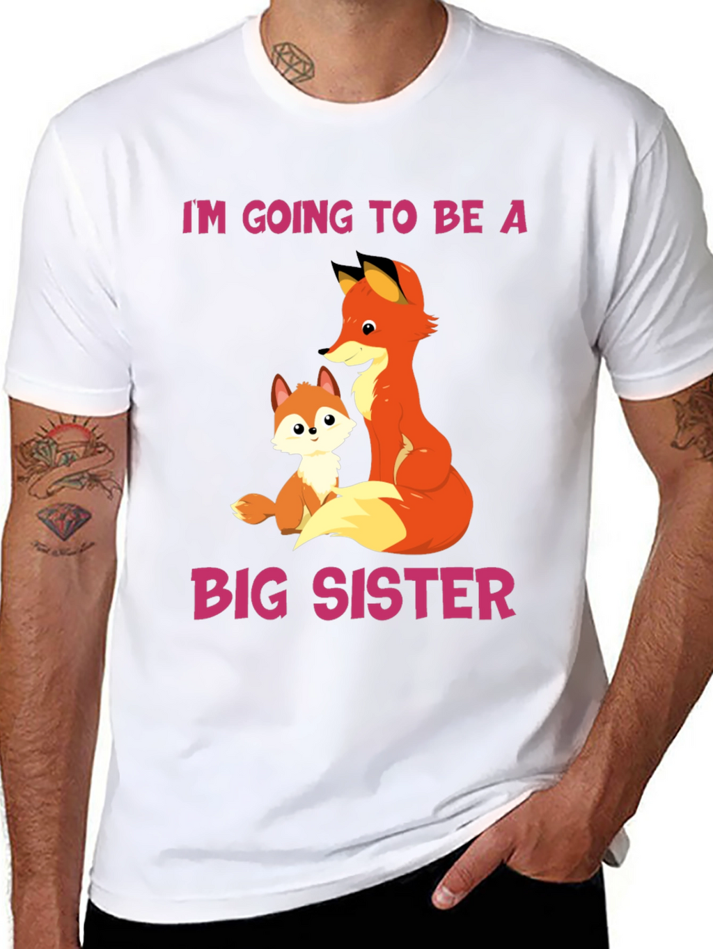 Big Sister Announcement T-Shirt with Fox Design