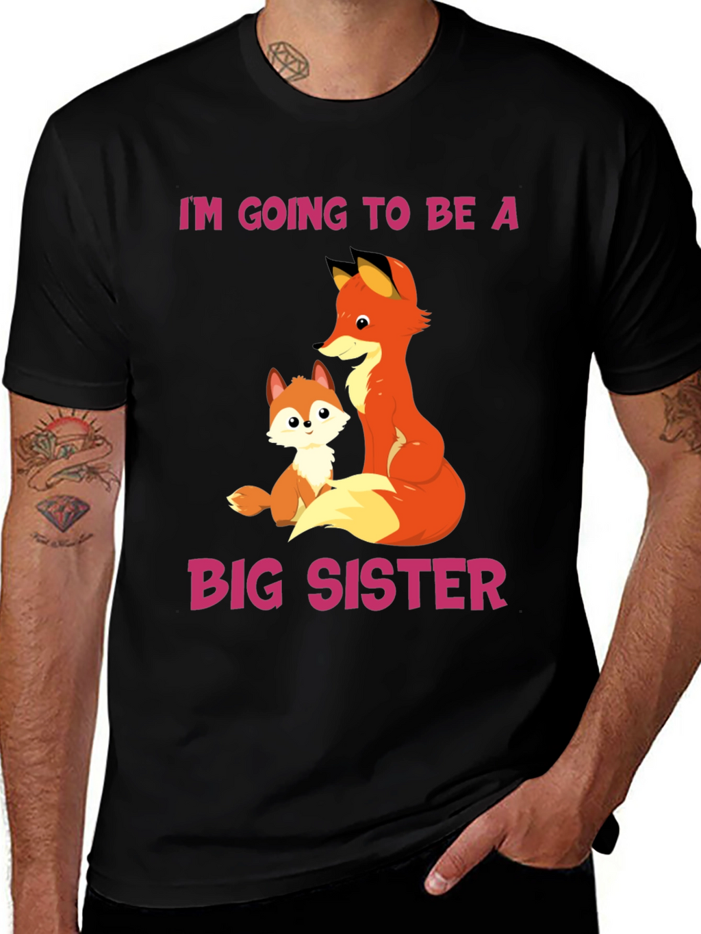Big Sister Announcement T-Shirt with Fox Design