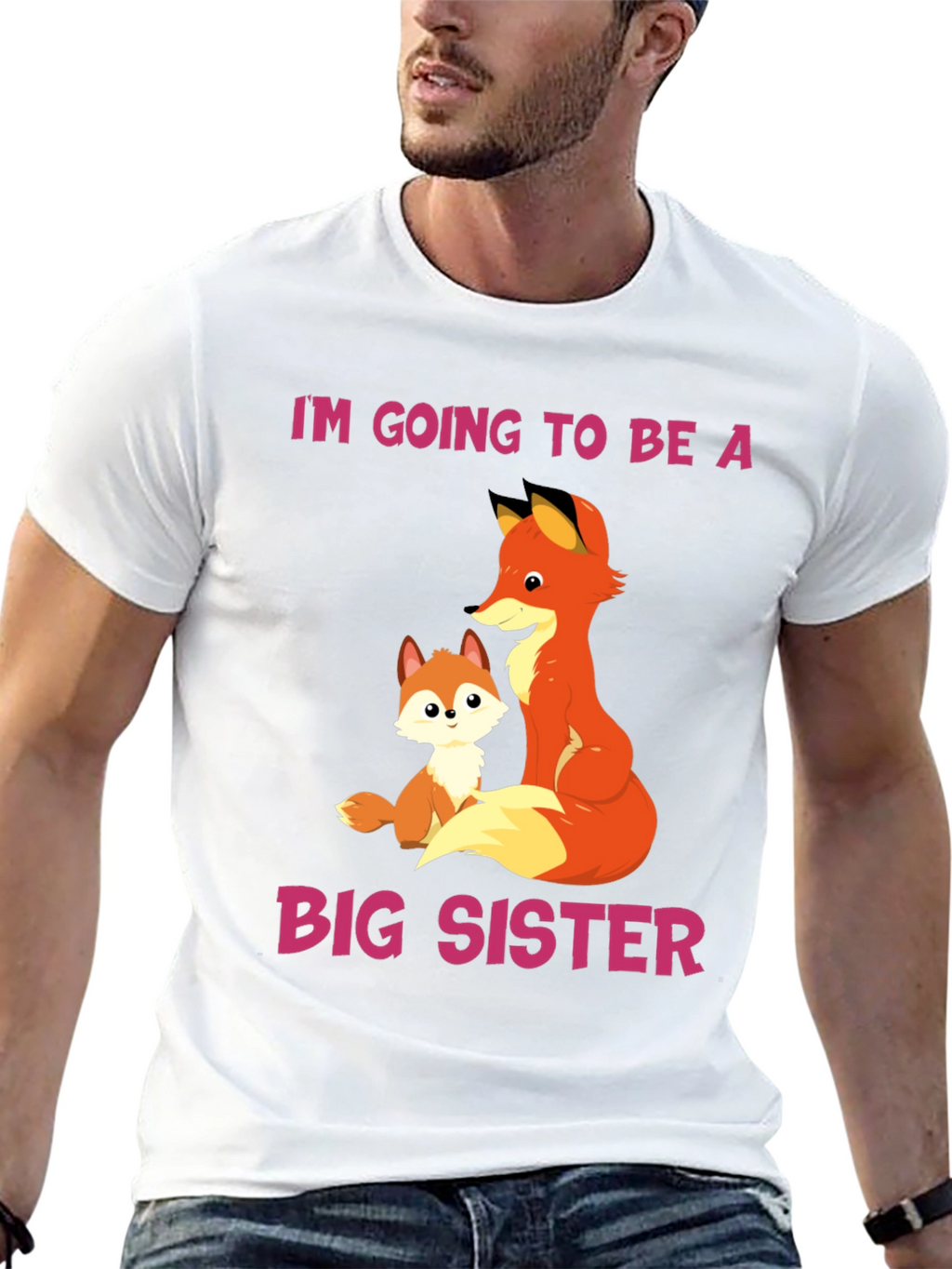 Big Sister Announcement T-Shirt with Fox Design