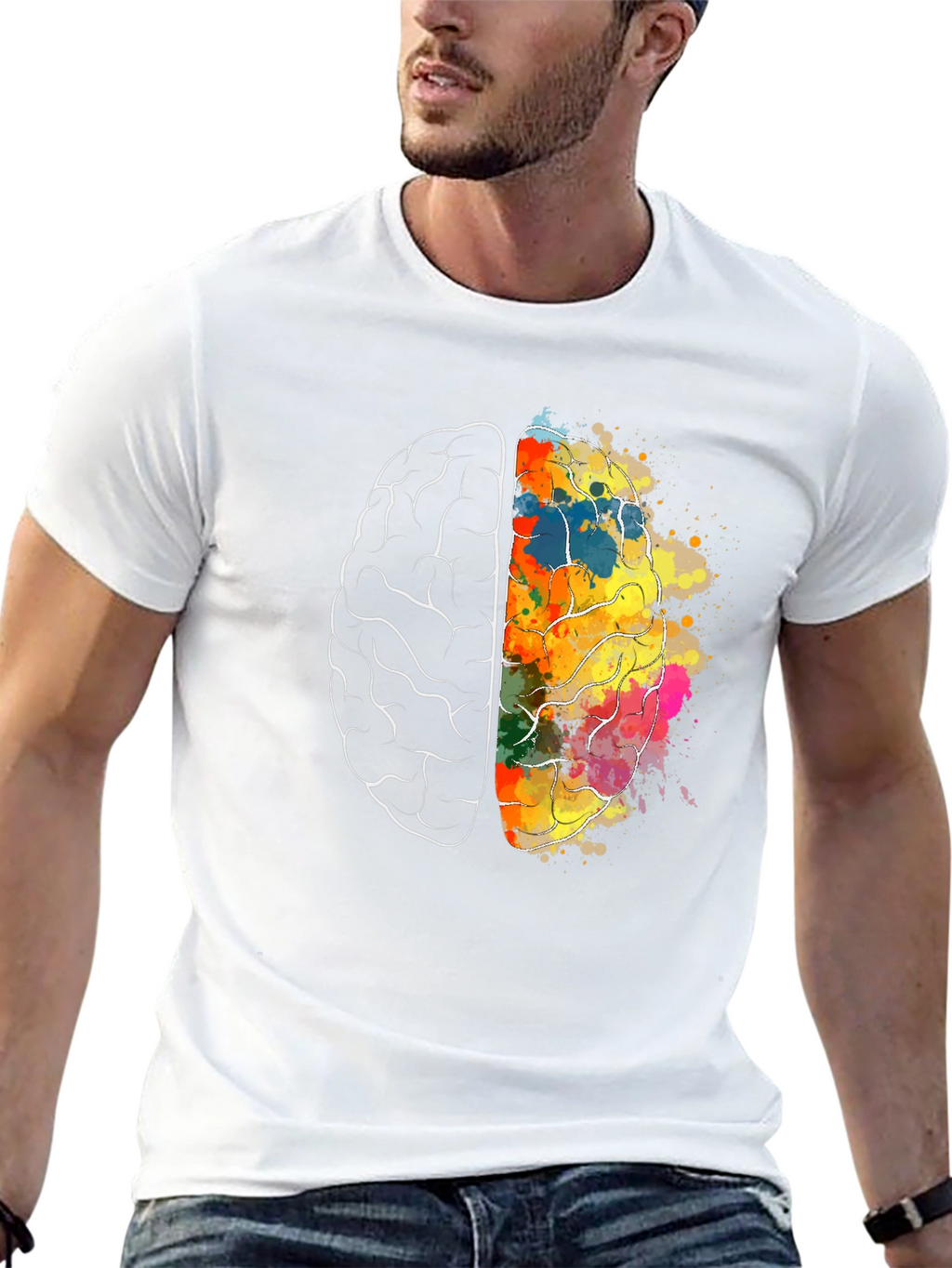 Brain Art Graphic T-Shirt - Creative Mind Tee