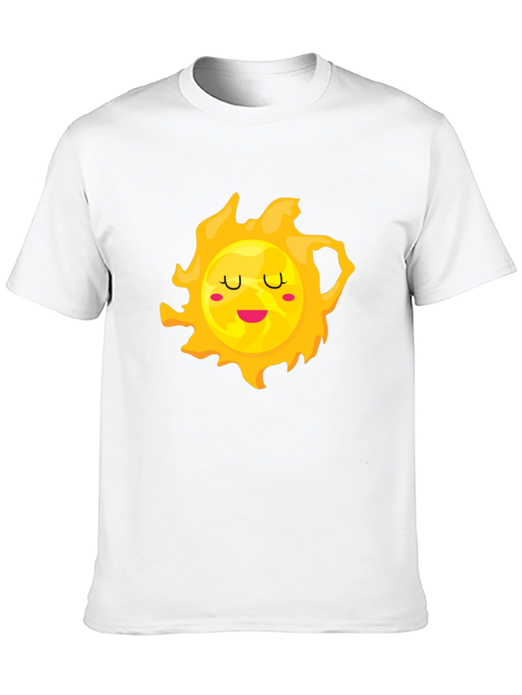 Cute Smiling Sun Graphic Tee - Black Cotton T-Shirt