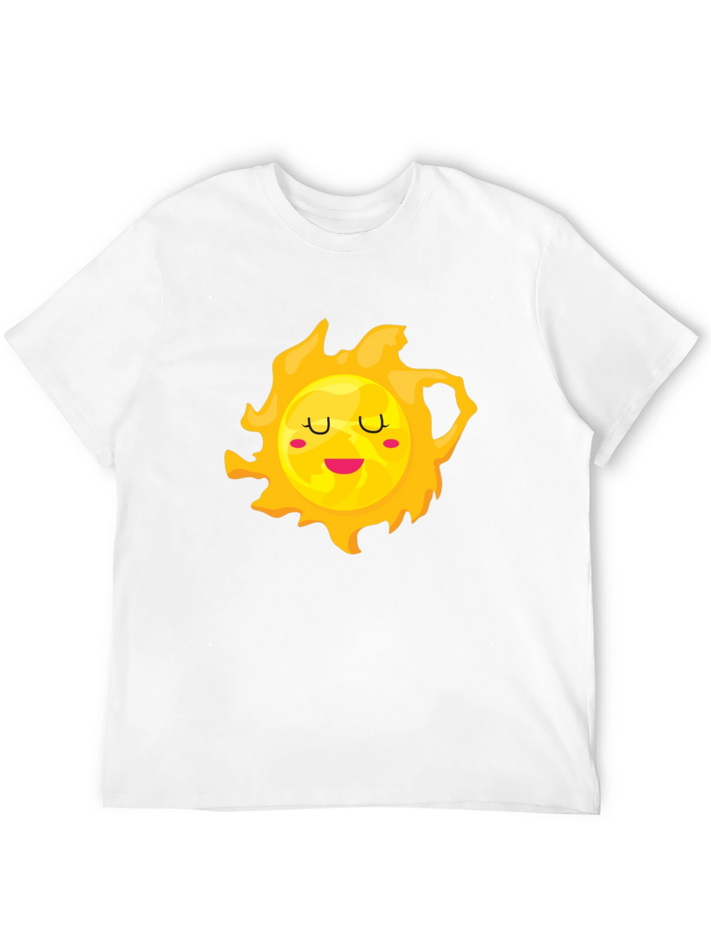 Cute Smiling Sun Graphic Tee - Black Cotton T-Shirt