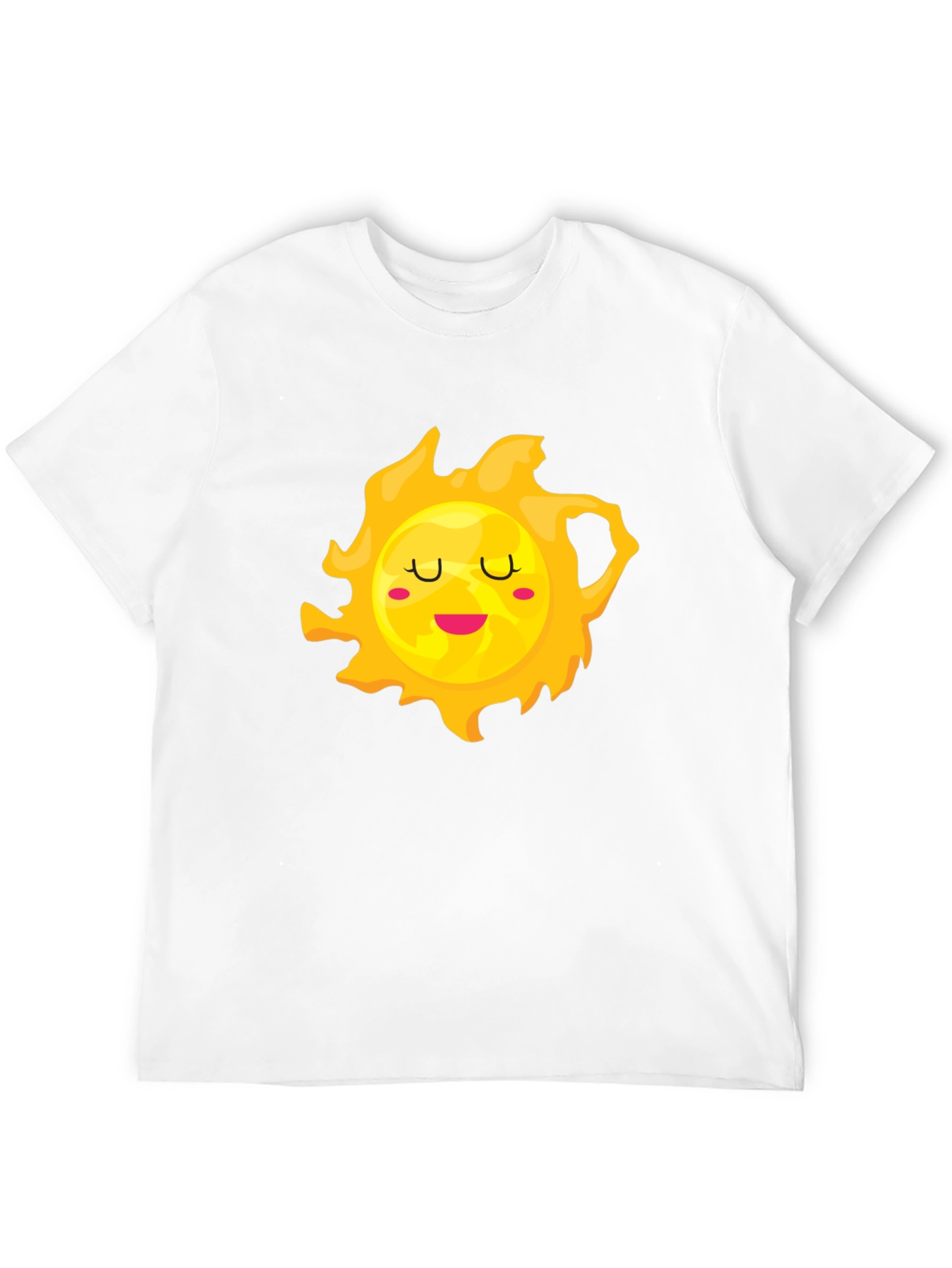 Cute Smiling Sun Graphic Tee - Black Cotton T-Shirt