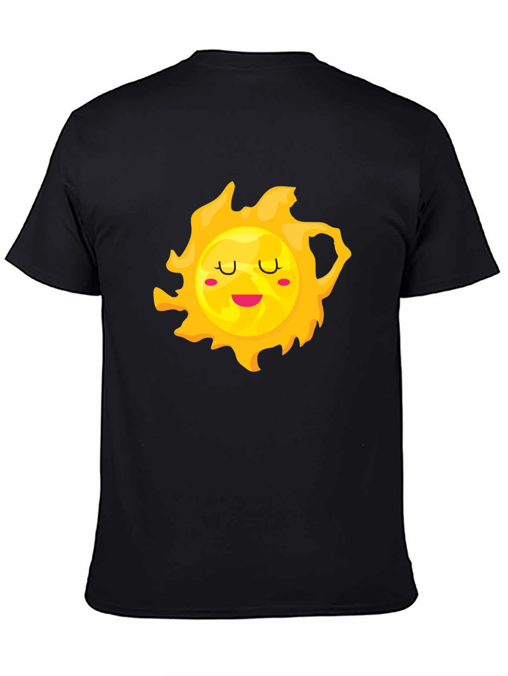 Cute Smiling Sun Graphic Tee - Black Cotton T-Shirt