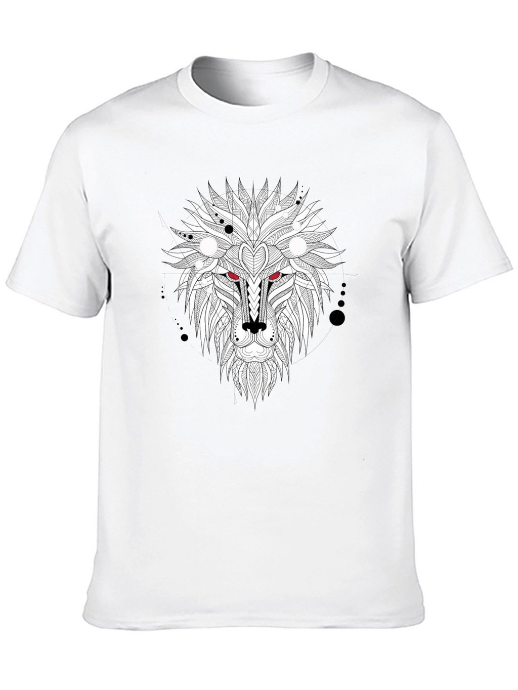 Geometric Lion Head Graphic Black T-Shirt