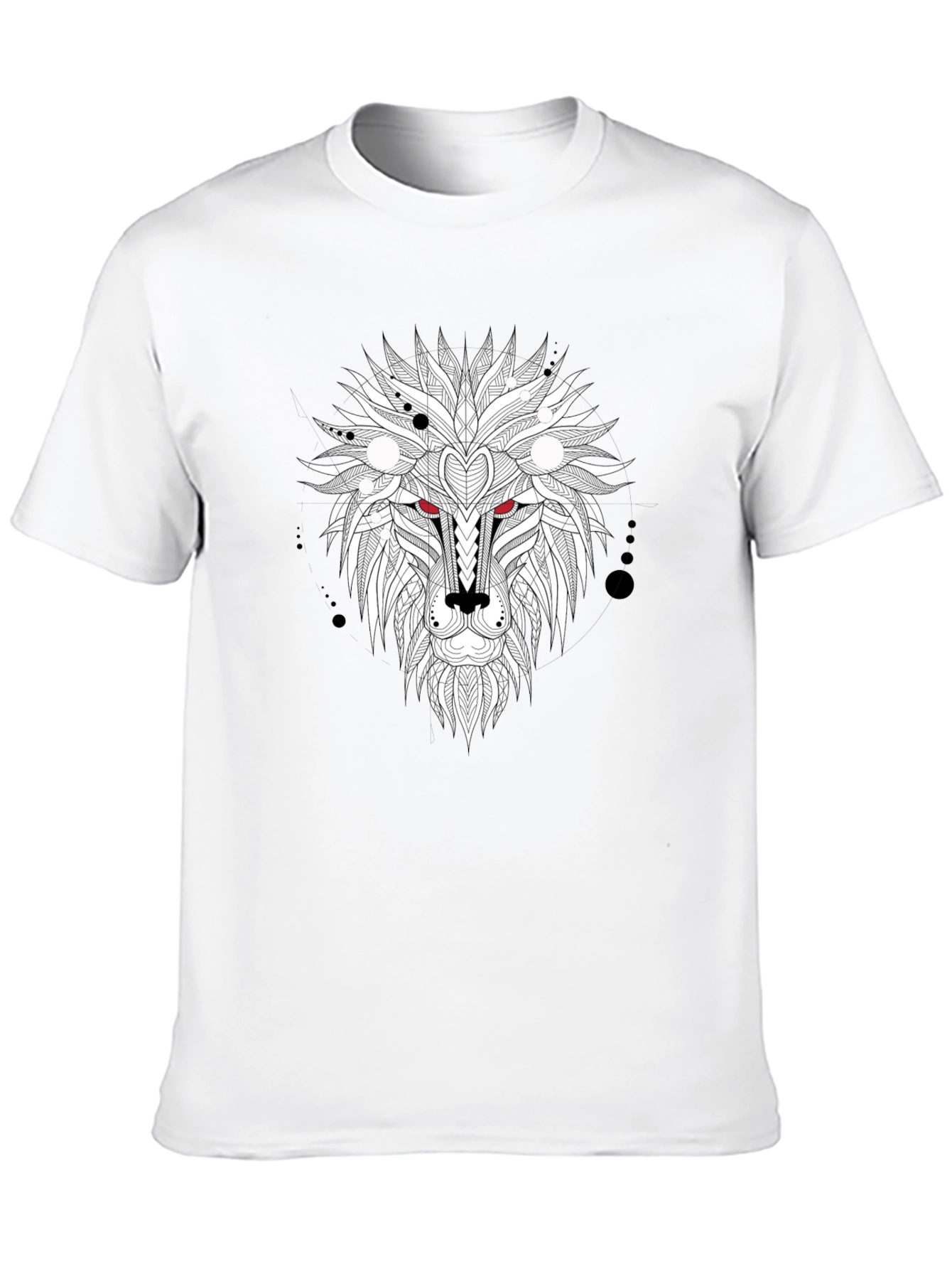 Geometric Lion Head Graphic Black T-Shirt
