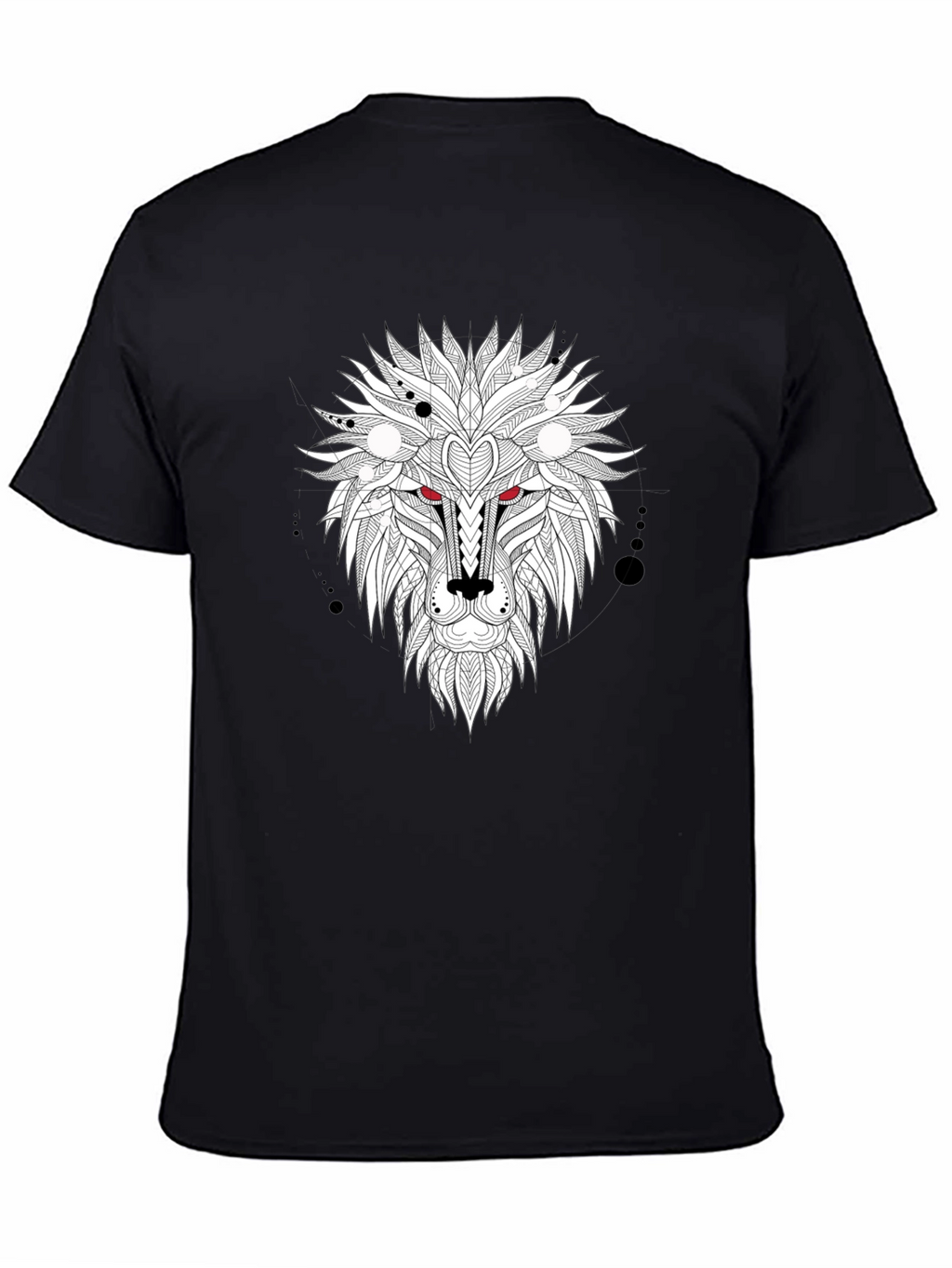 Geometric Lion Head Graphic Black T-Shirt
