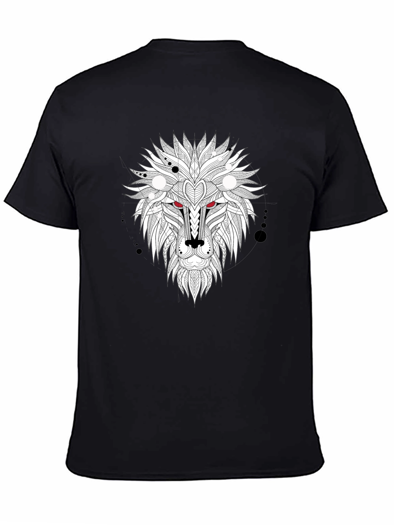 Geometric Lion Head Graphic Black T-Shirt