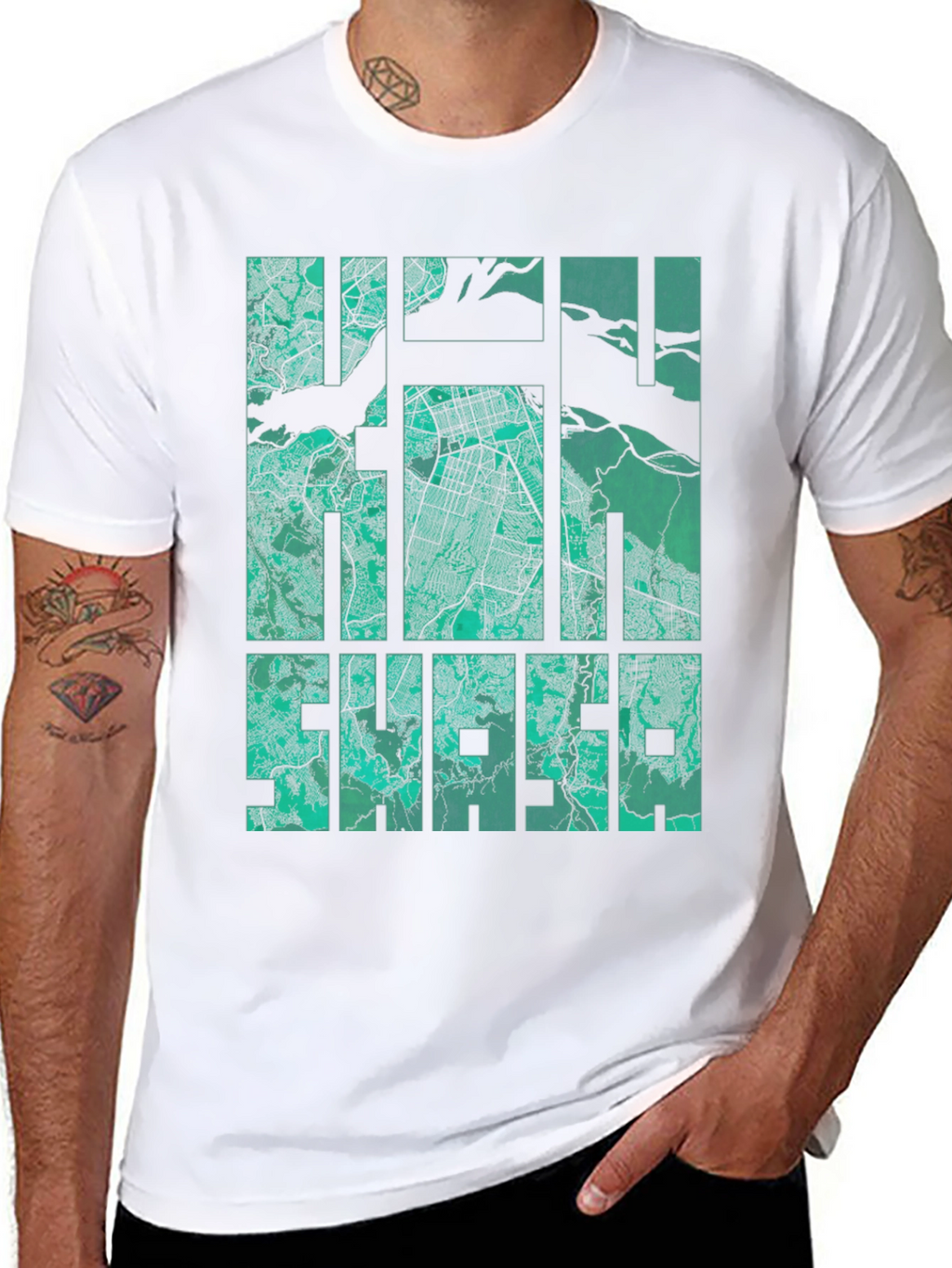 Halifax Map Graphic Print T-Shirt - Mens Black Tee