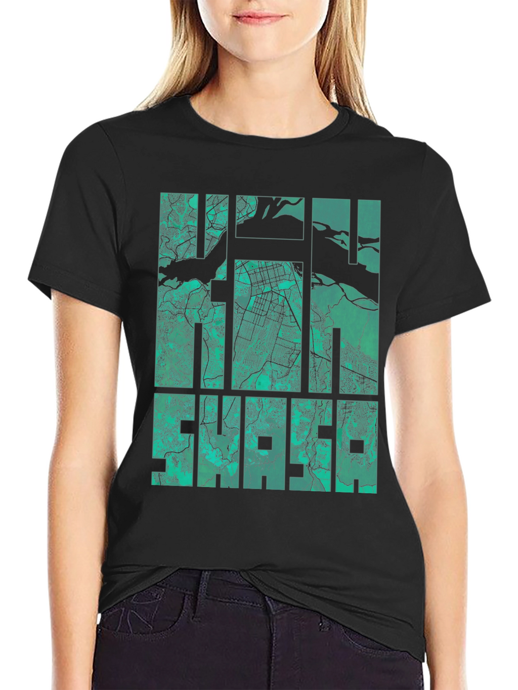 Halifax Map Graphic Print T-Shirt - Mens Black Tee