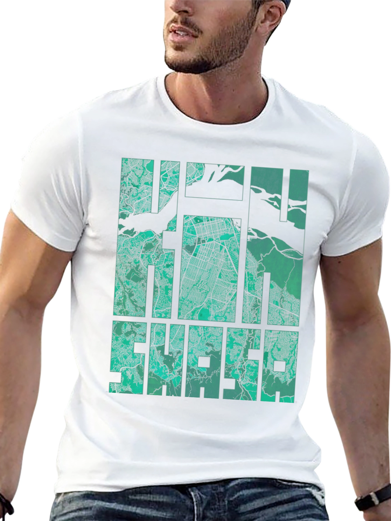 Halifax Map Graphic Print T-Shirt - Mens Black Tee