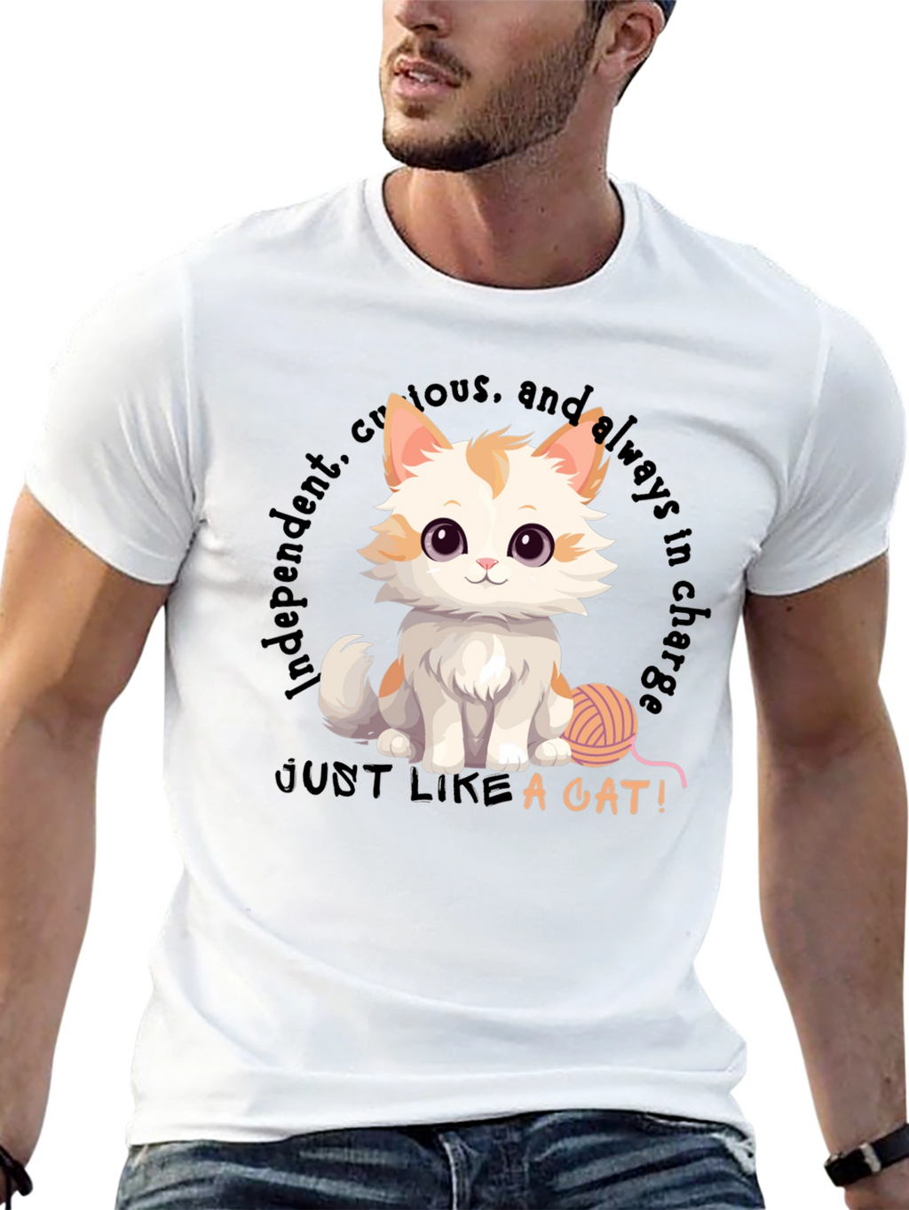 Cute Cat T-Shirt - Independent & Curious Design