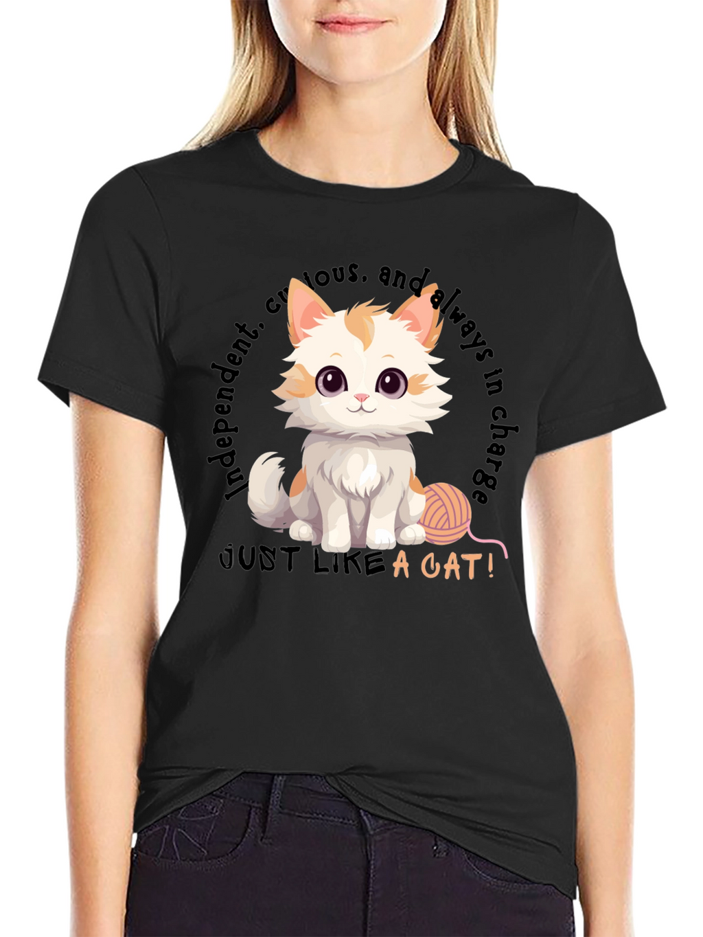 Cute Cat T-Shirt - Independent & Curious Design