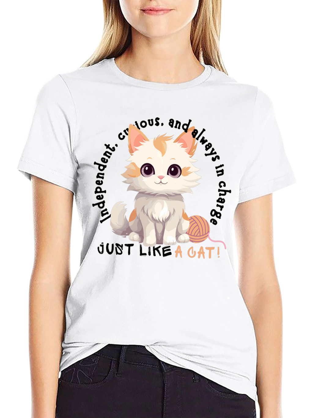 Cute Cat T-Shirt - Independent & Curious Design