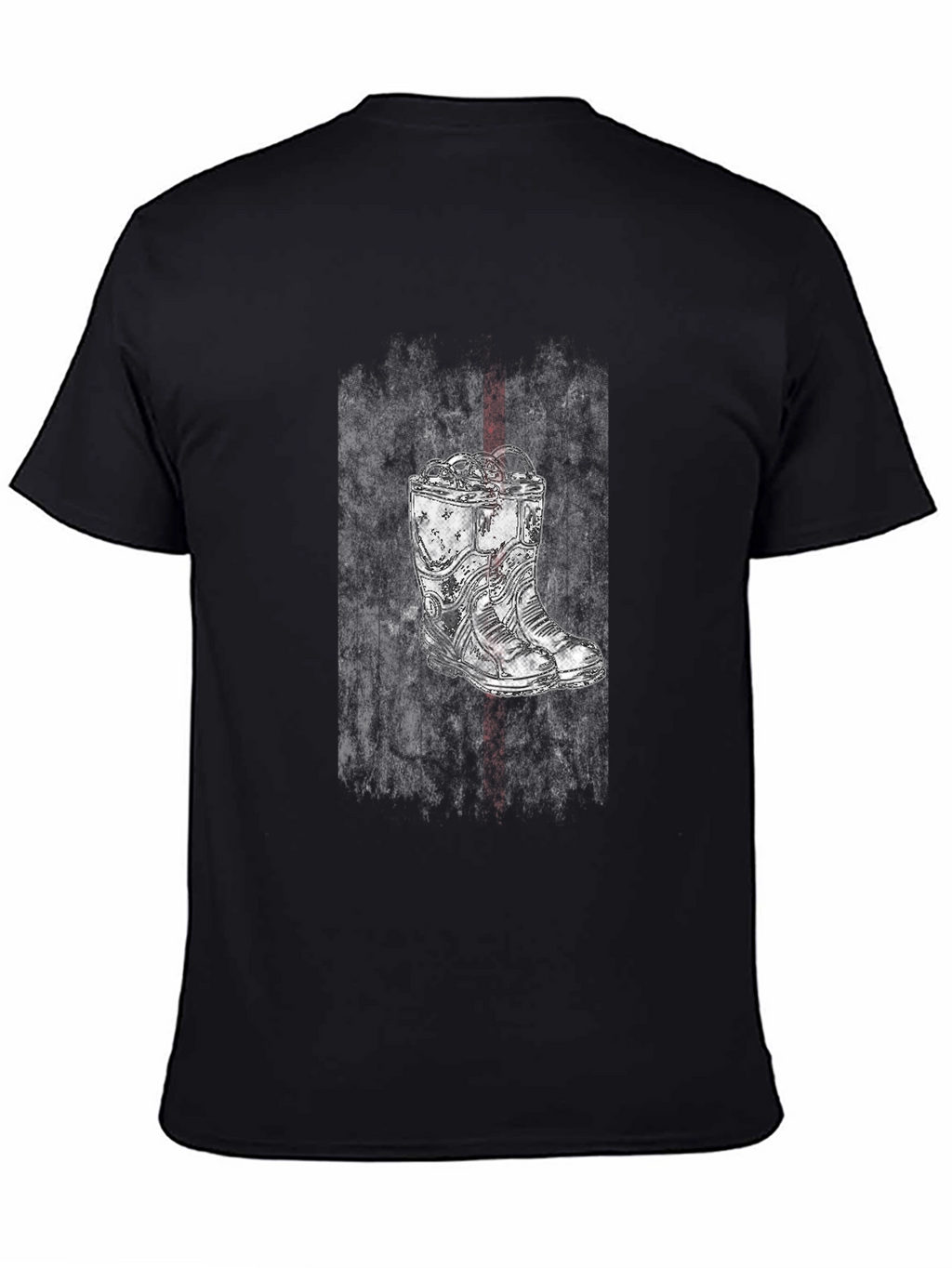 Grunge Boot Graphic Tee - Black Cotton Blend