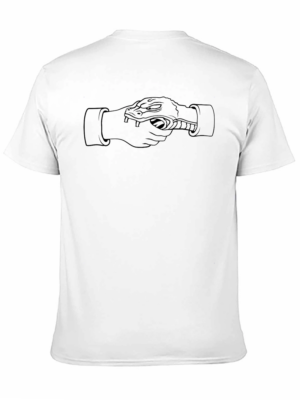 Mens Black Graphic Tee - Snake Handshake Design