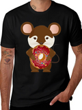Mouse with Donut Graphic Tee - Cute Cartoon Design