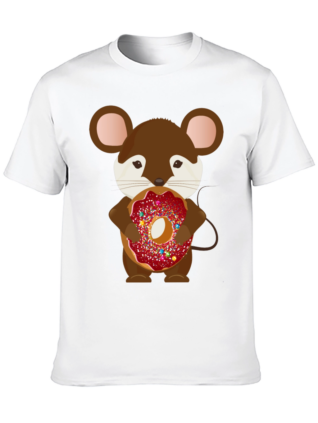 Mouse with Donut Graphic Tee - Cute Cartoon Design
